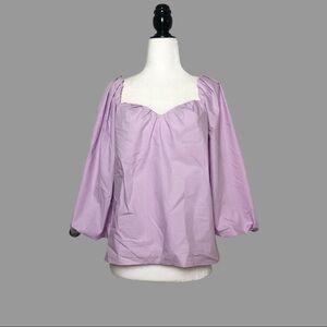 ❤️ S ❤️ NWT Anthro Poplin Blouse Puffed Sleeves Balloon Sleeves​